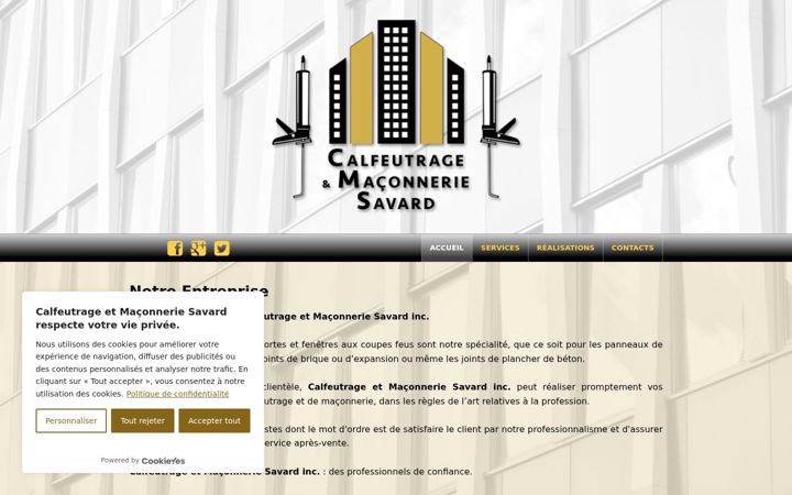 Screenshot of calfeutragesavard.com