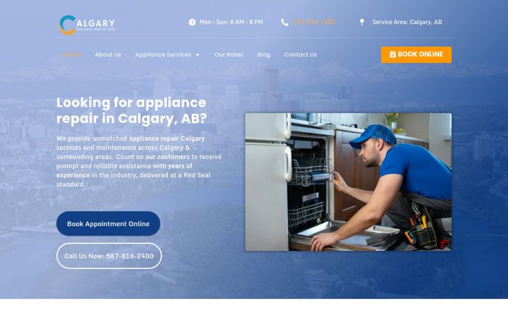 Snimka zaslona za calgaryapplianceservicepros.ca