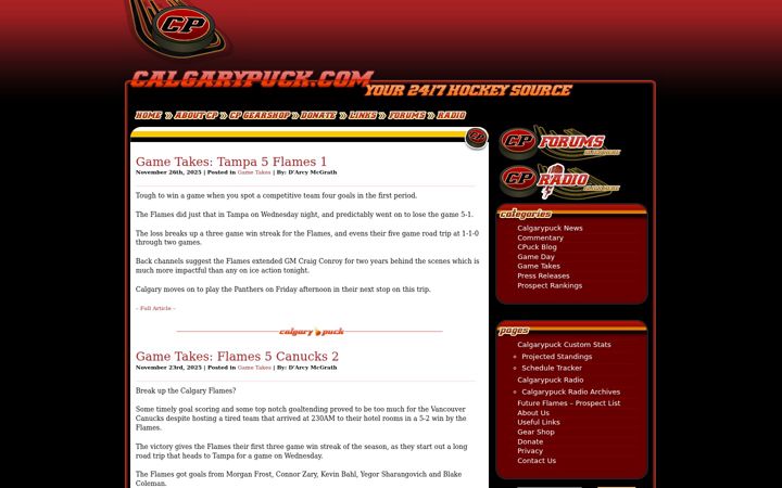 Screenshot of calgarypuck.com