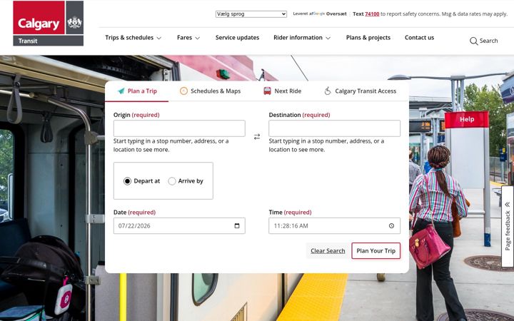 Screenshot di calgarytransit.com