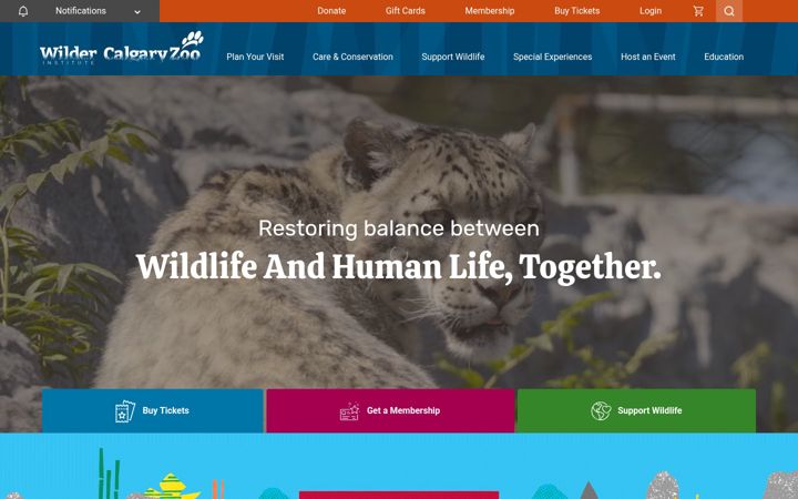 Screenshot of calgaryzoo.com