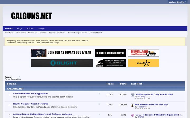 Screenshot of calguns.net