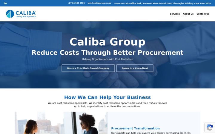 Ekraanipilt saidist calibagroup.co.za