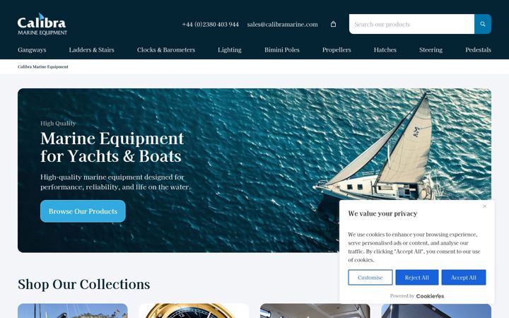 Screenshot of calibramarine.com