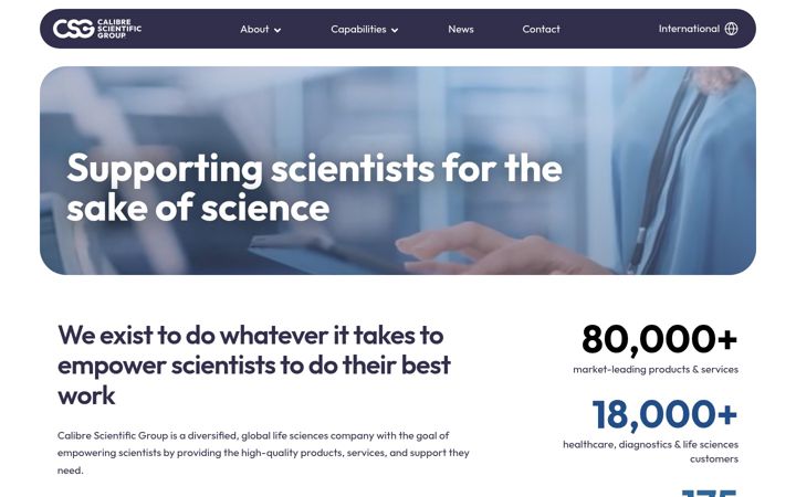 Screenshot of calibrescientificgroup.com