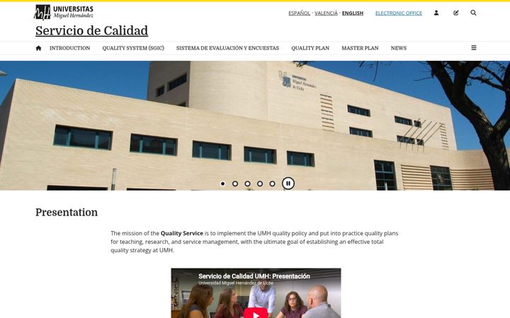 Captura de ecrã de calidad.umh.es