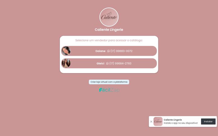 Screenshot stránky calientelingerie.com.br