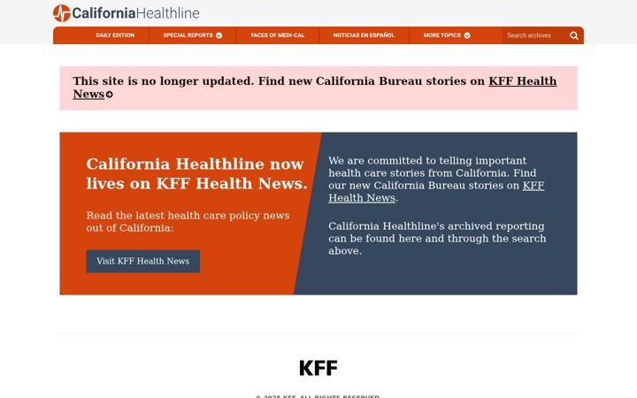 Screenshot of californiahealthline.org
