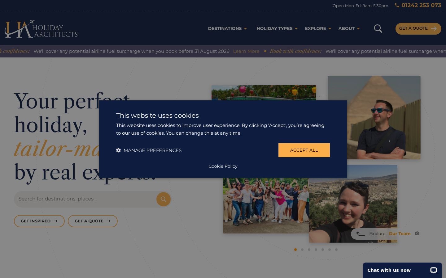 Screenshot of the consent banner shown before any interaction