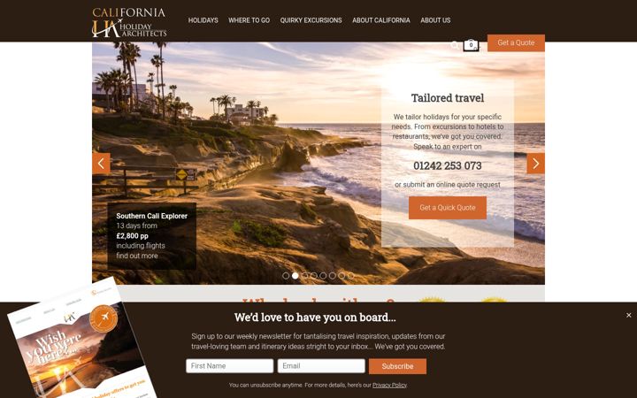 Screenshot of californiaholidayarchitects.com