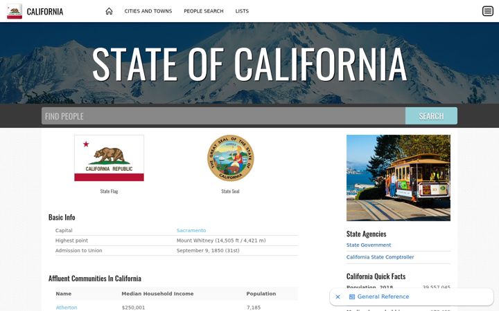 Screenshot von californiastate.net