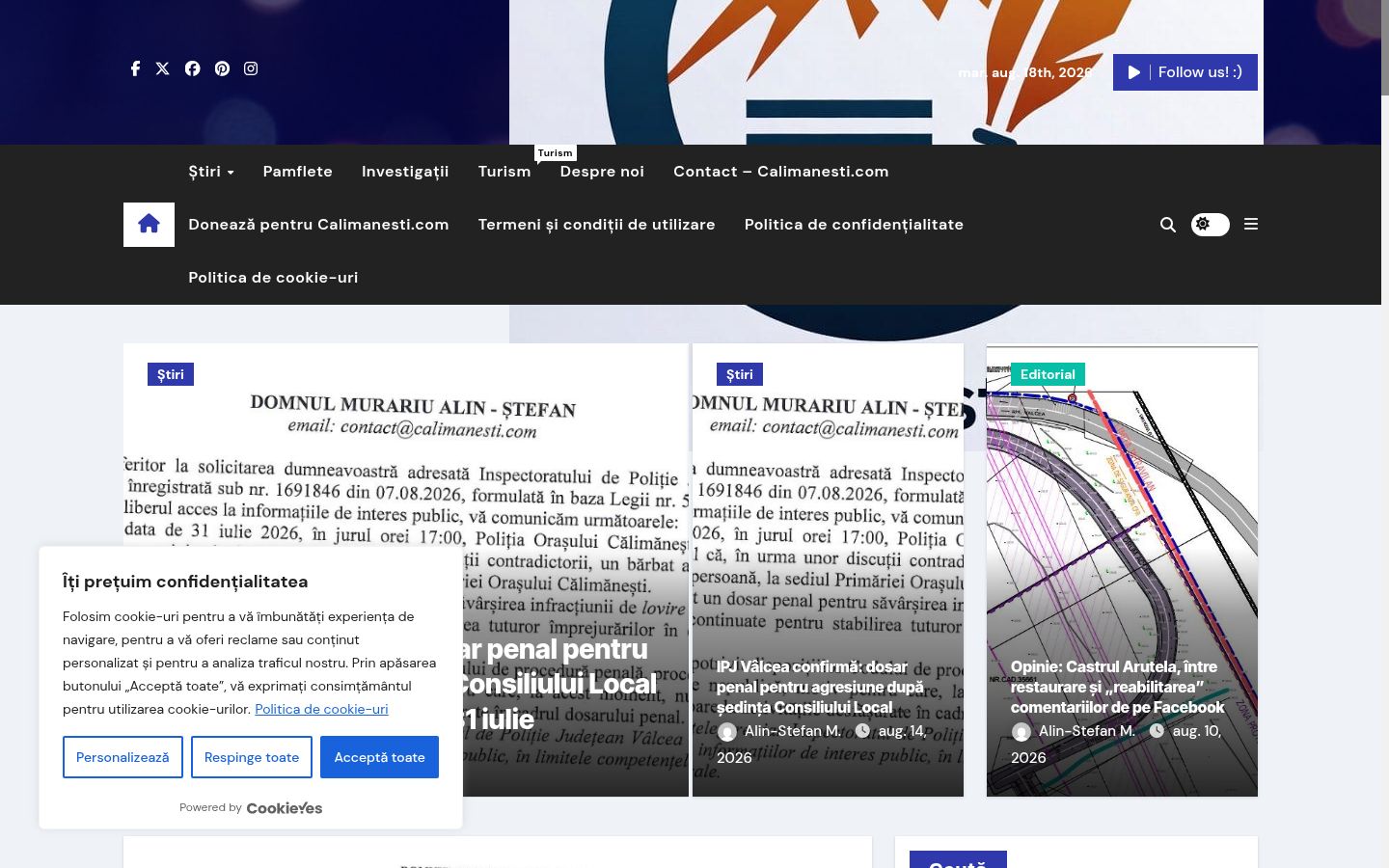 Screenshot tal-banner tal-kunsens muri qabel kwalunkwe interazzjoni