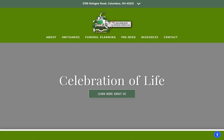 Screenshot of calimanfuneralservices.com