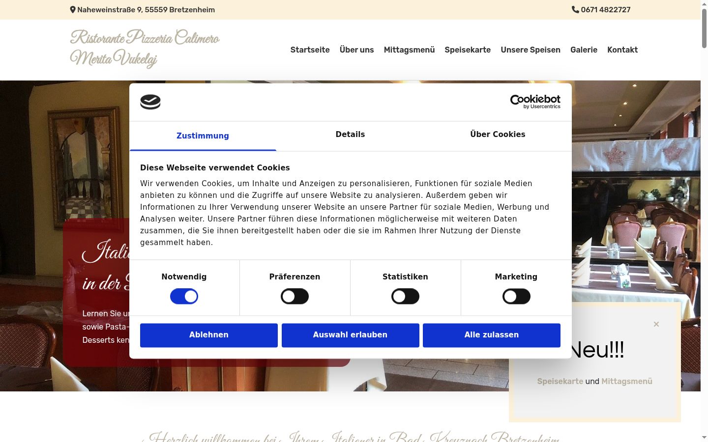 Screenshot tal-banner tal-kunsens muri qabel kwalunkwe interazzjoni