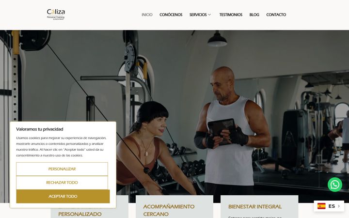 Captura de pantalla de calizapersonaltraining.es