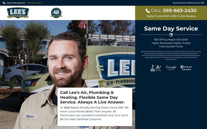 Screenshot of call-leesair.com
