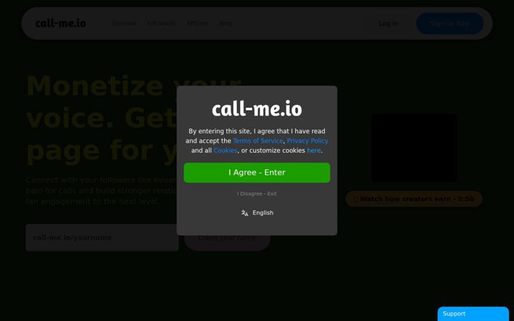 Screenshot of call-me.io