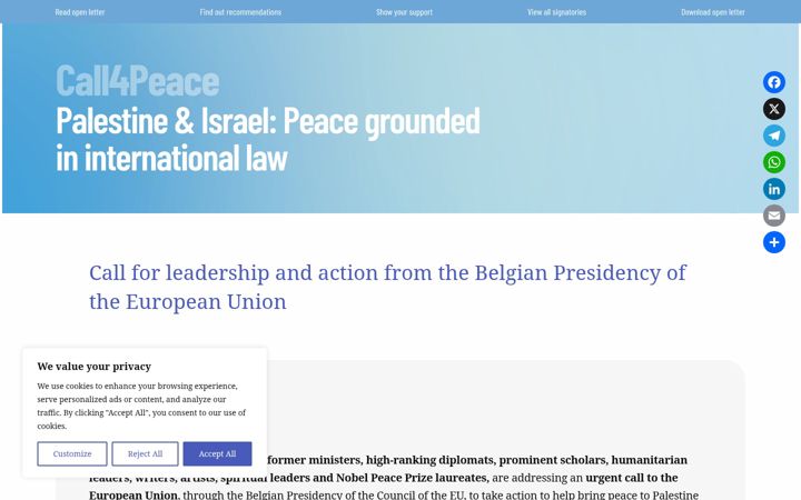 Screenshot di call4peace.org