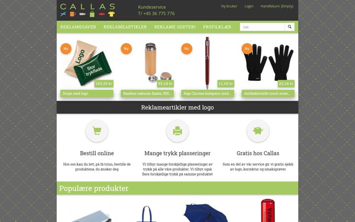 Screenshot of callas-reklameartikler.no