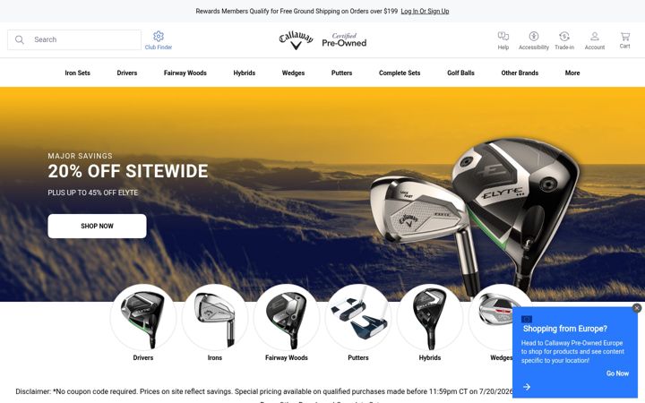 Screenshot of callawaygolfpreowned.com