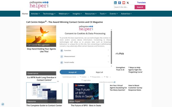 Screenshot του callcentrehelper.com