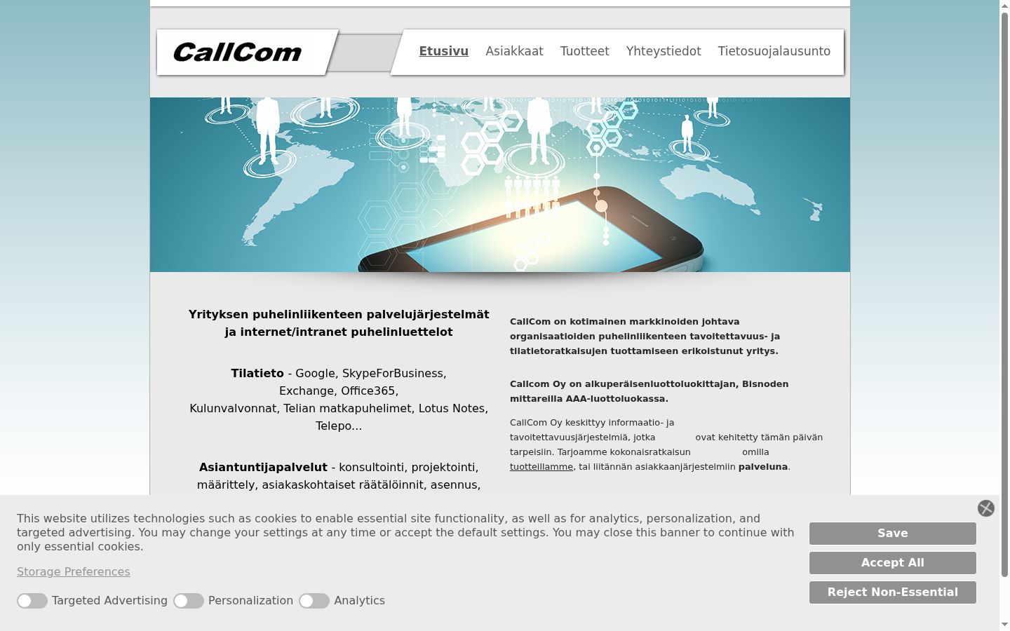 Screenshot of the consent banner shown before any interaction