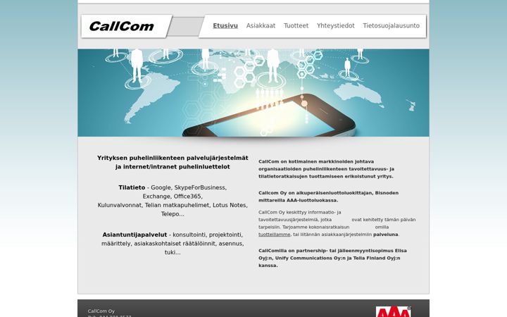 Screenshot of callcom.fi