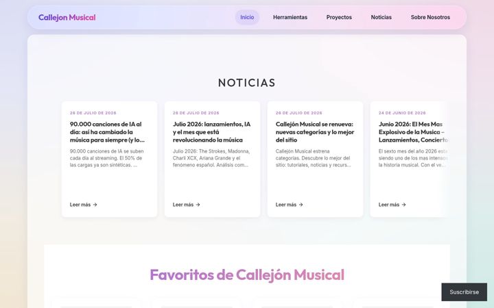 Screenshot of callejonmusical.com