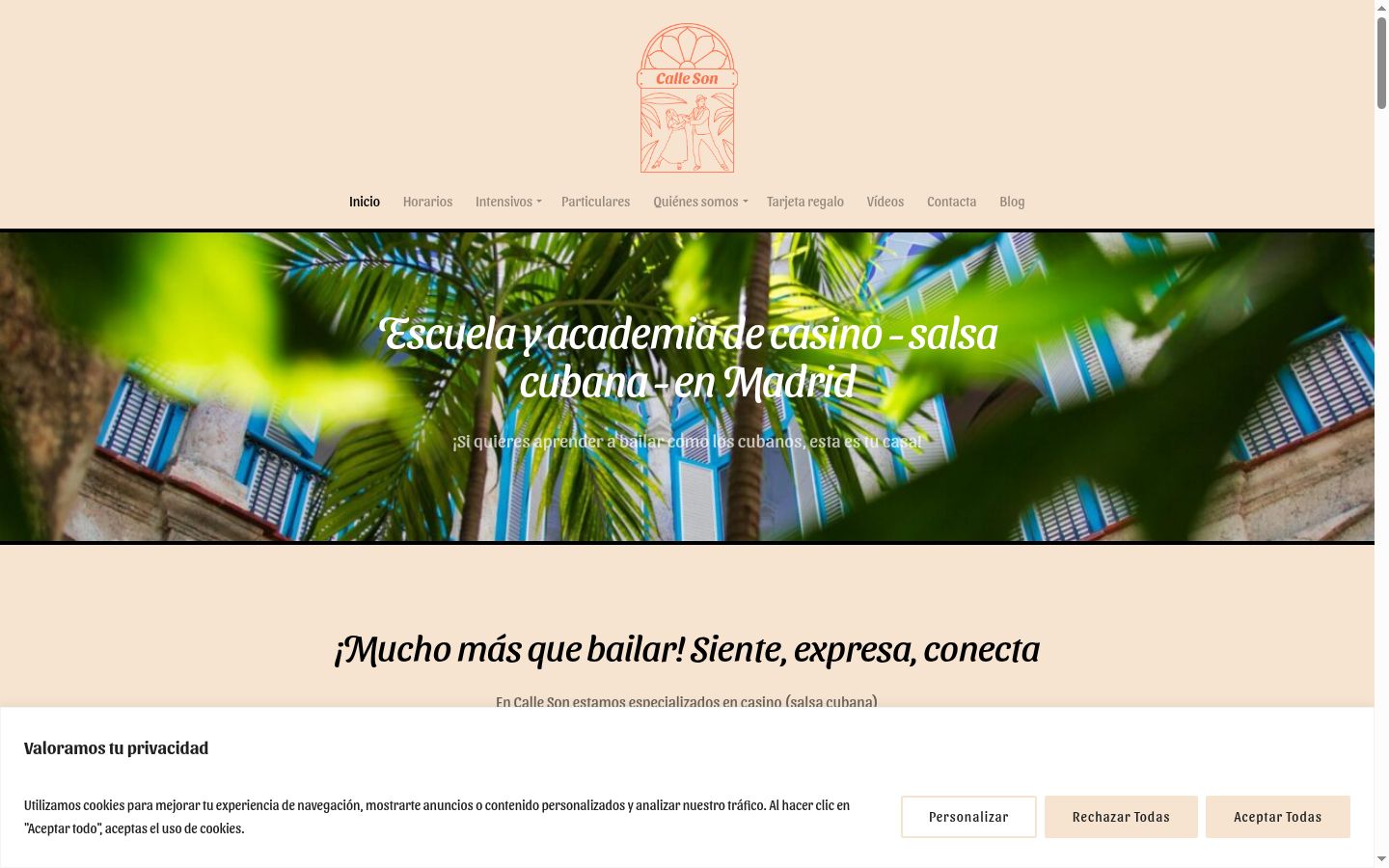 Captura de pantalla del banner de consentimiento mostrado antes de cualquier interacción