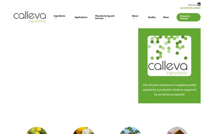 Screenshot of calleva-ingredients.com