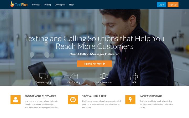 Screenshot of callfire.com