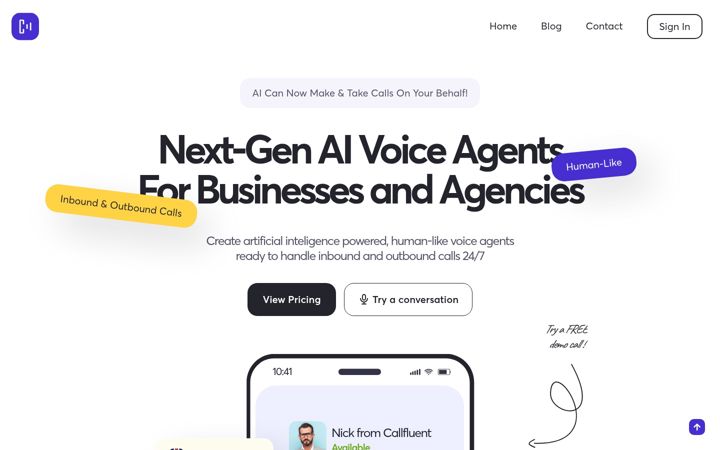 Screenshot of callfluent.com