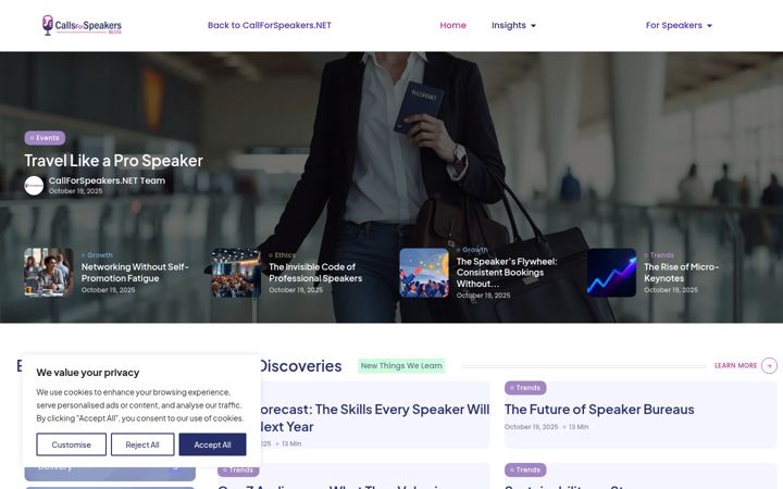 Screenshot of callforspeakers.blog