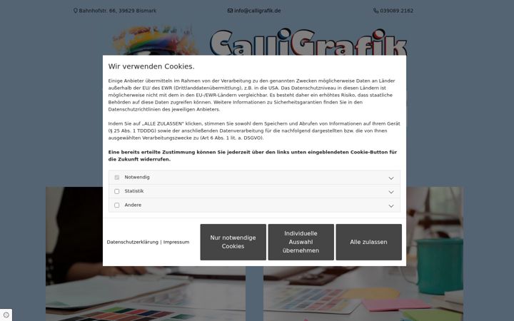 Screenshot of calligrafik.de