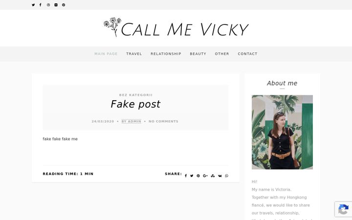 Screenshot of callmevicky.com