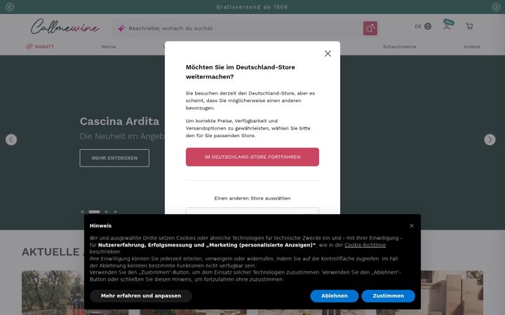 Screenshot του callmewine.de