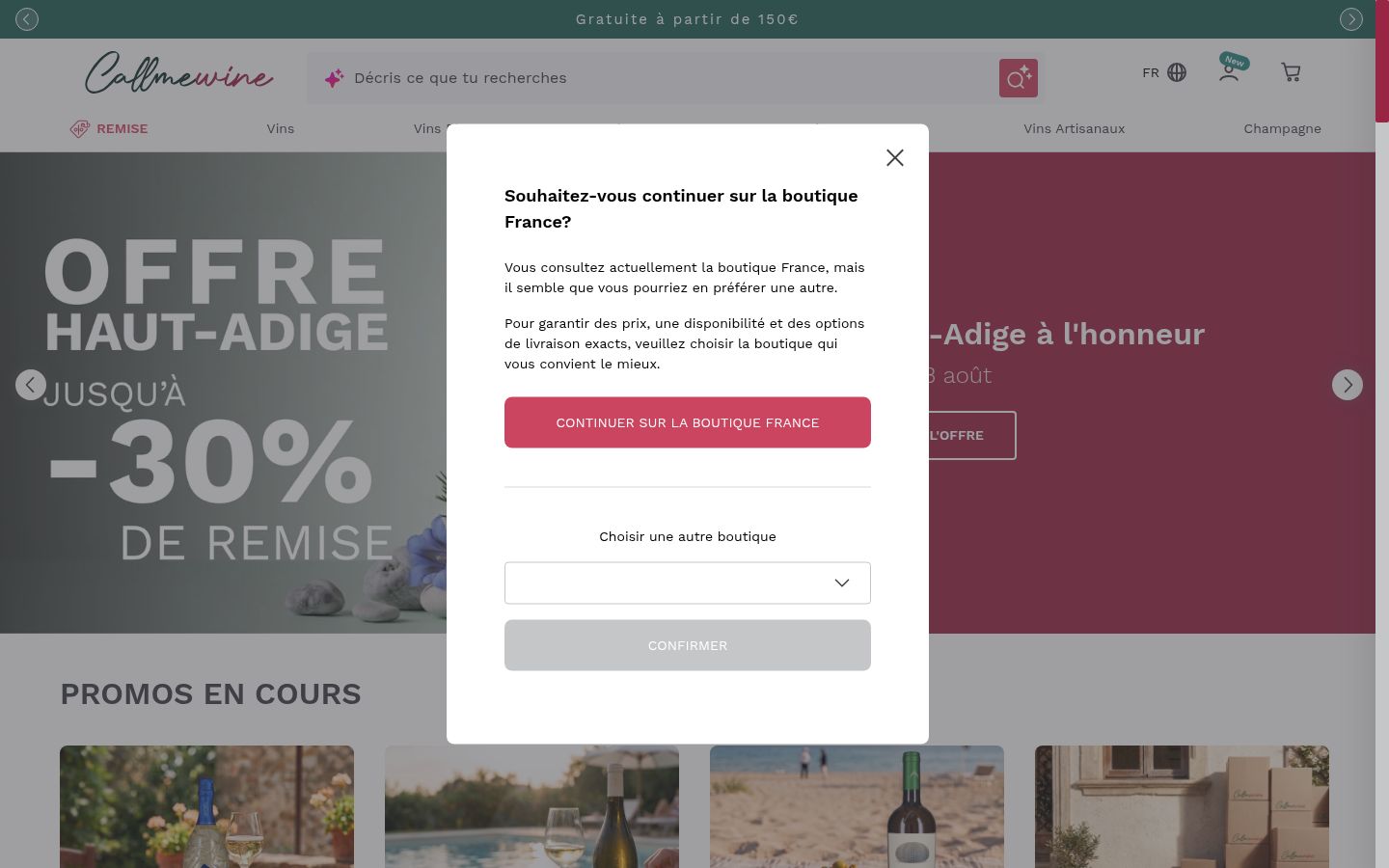 Screenshot del banner di consenso mostrato prima di qualsiasi interazione