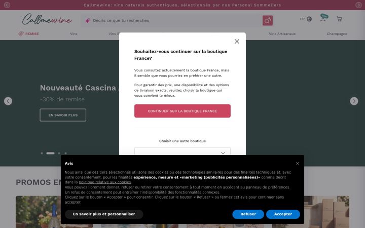 Skærmbillede af callmewine.fr