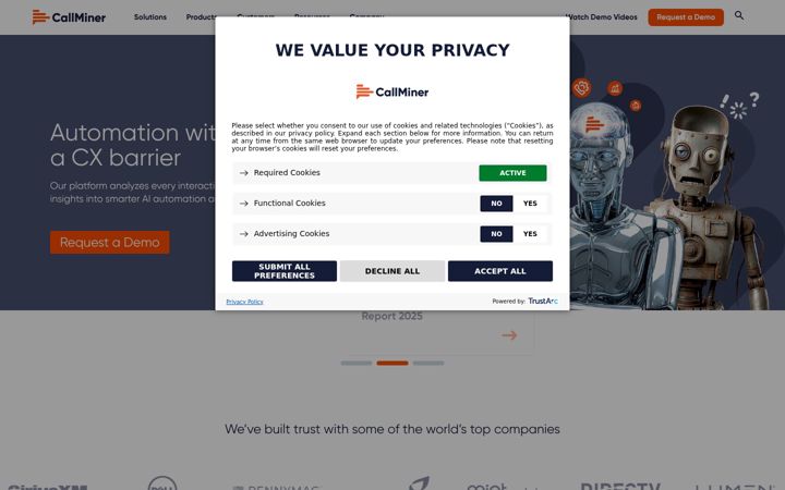 Screenshot of callminer.com