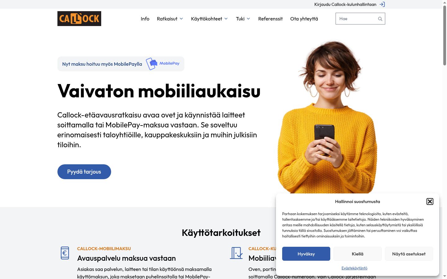 Screenshot of the consent banner shown before any interaction