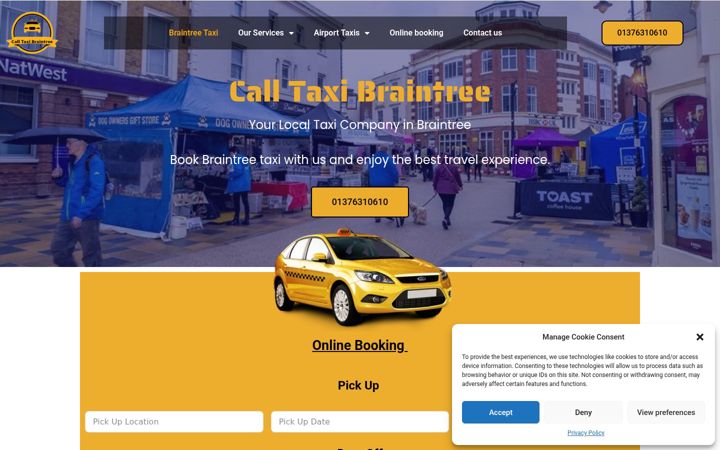 Screenshot of calltaxibraintree.co.uk