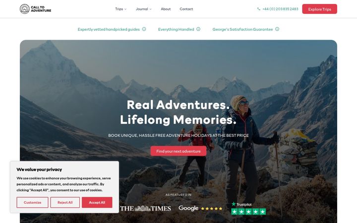 Screenshot of calltoadventure.uk