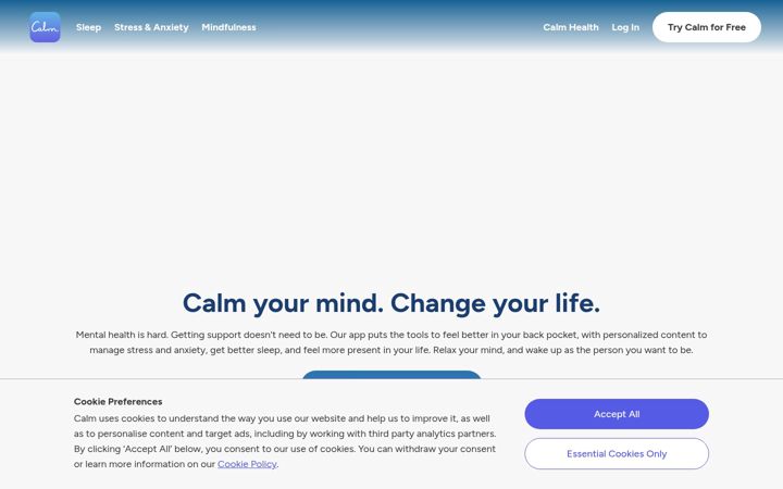 Captura de pantalla de calm.com