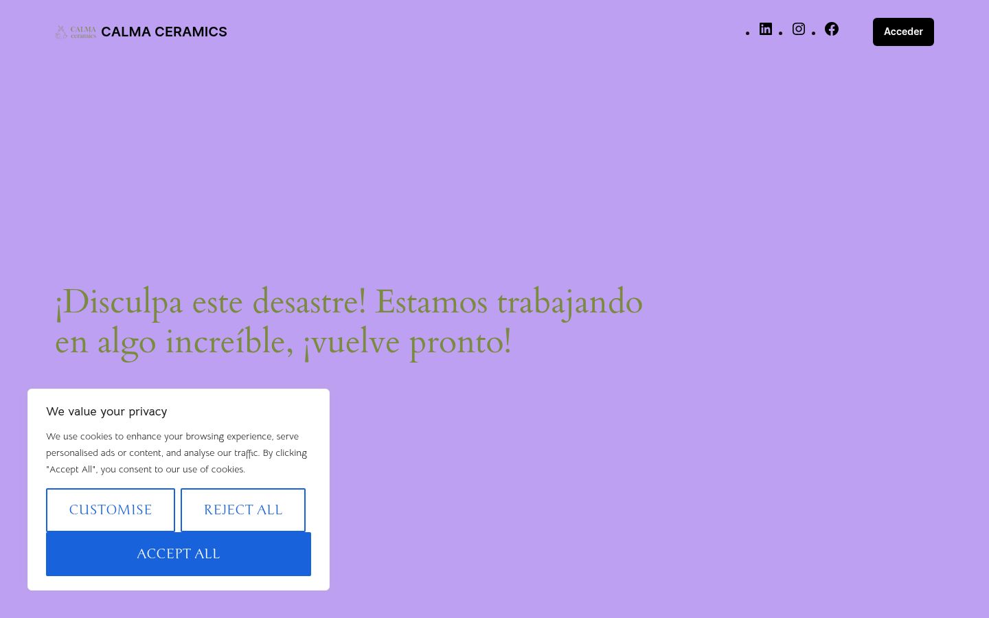 Captura de ecrã do banner de consentimento apresentado antes de qualquer interação