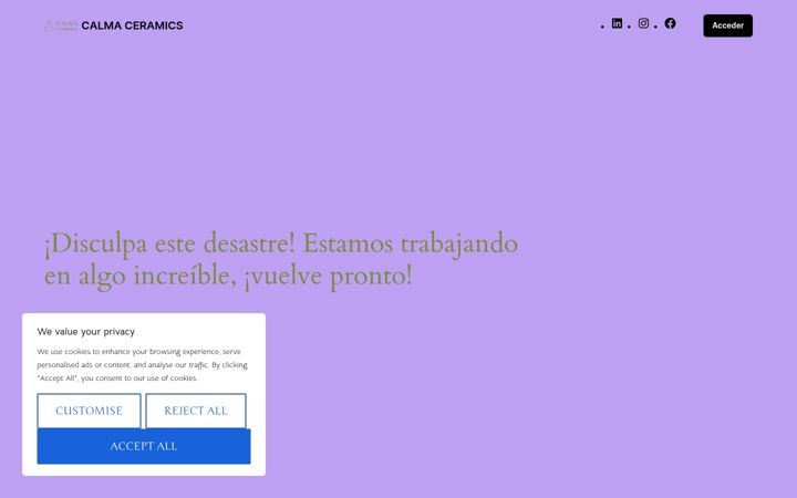 Screenshot of calmaceramics.com