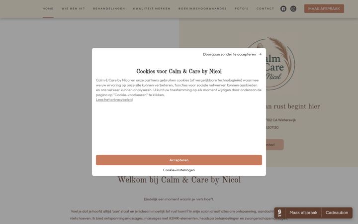 Screenshot of calmandcarebynicol.com