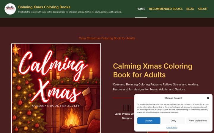 Screenshot of calmchristmascoloring.com