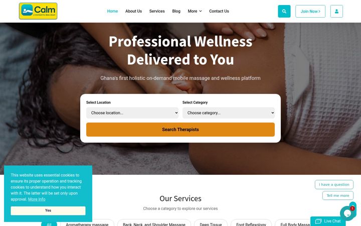 Screenshot of calmspagh.com