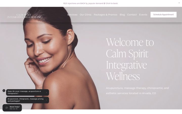 Screenshot of calmspiritacupuncture.com