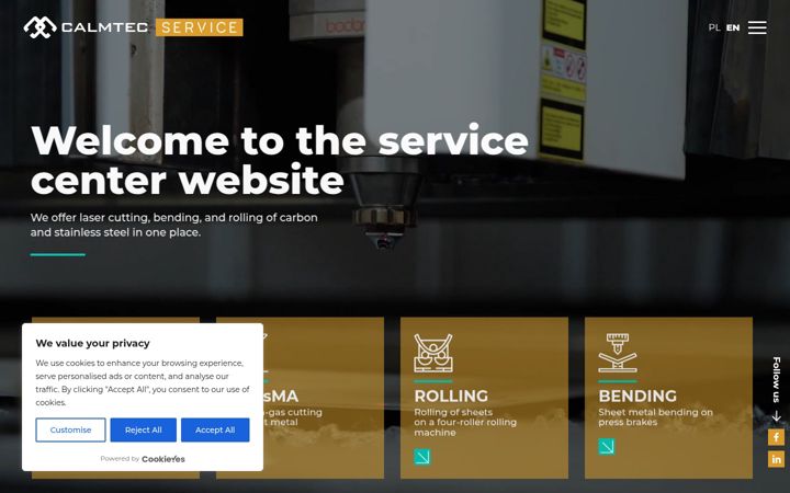 Screenshot of calmtec-service.pl